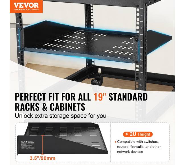 2U serverio lentyna su padėklu, ventiliuojama1