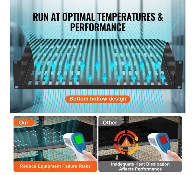 2U serverio lentyna su padėklu, ventiliuojama3