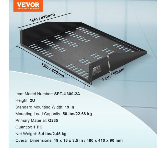 2U serverio lentyna su padėklu, ventiliuojama6