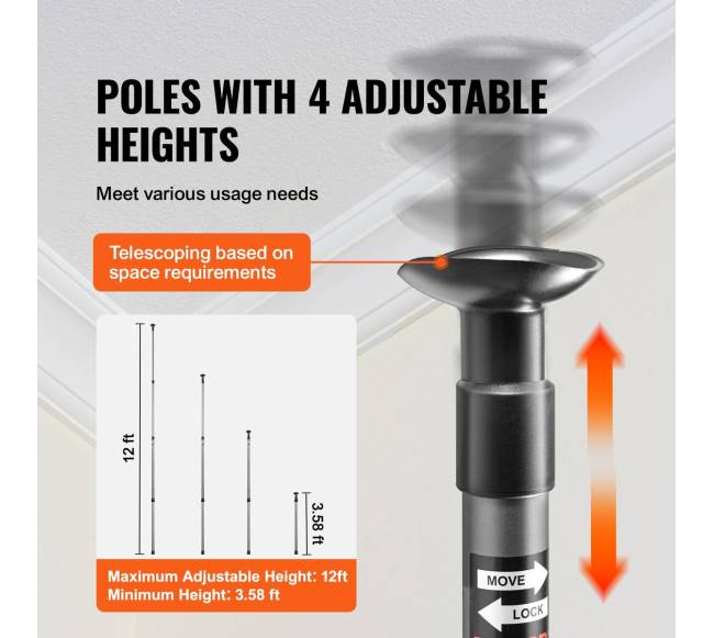 Dulkių barjero teleskopiniai stulpai 3,65 m4