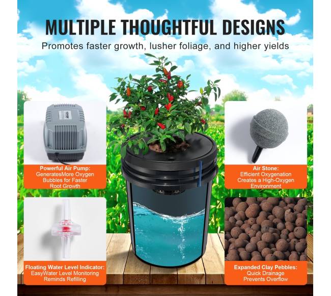 DWC hidroponinė auginimo sistema su 8 kibirais2