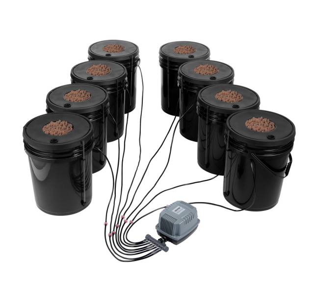 DWC hidroponinė auginimo sistema su 8 kibirais9