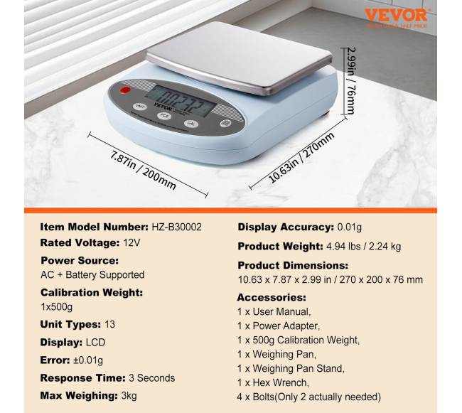 Analitinės laboratorinės svarstyklės 3000g x 0.01g6