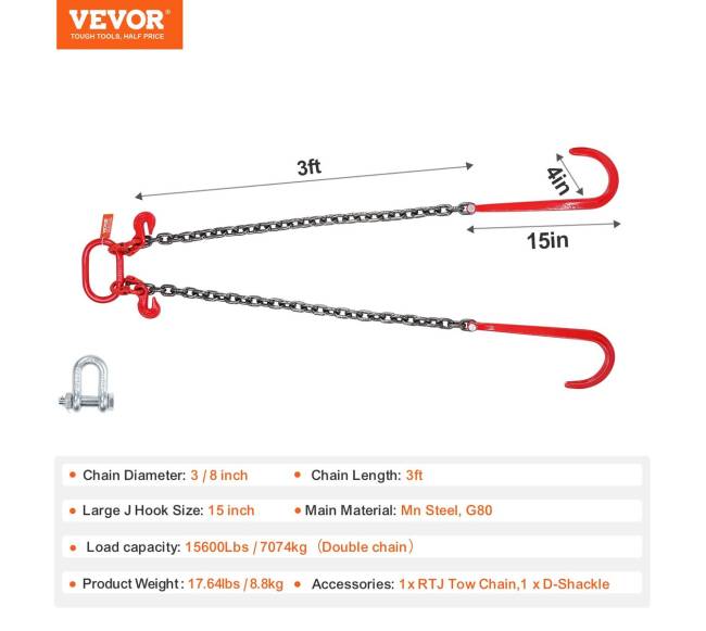 38" x 3 g80 vilkikas J grandinė 7074 kg6