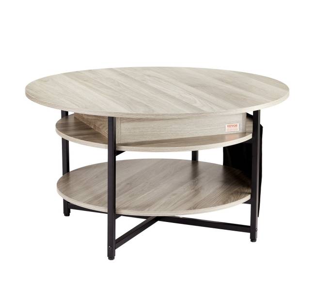 Pakeliamas kavos staliukas apvalus 90 cm baltas0