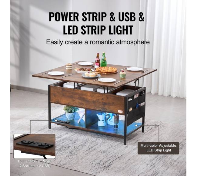 Pakeliama kavos staliukas su USB ir apšvietimu4