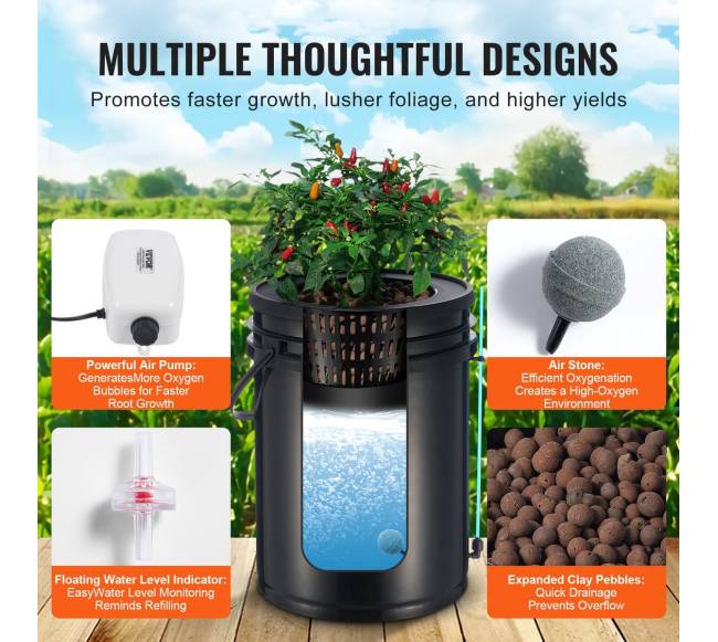 Dviejų kibirų DWC hidroponinė auginimo sistema2