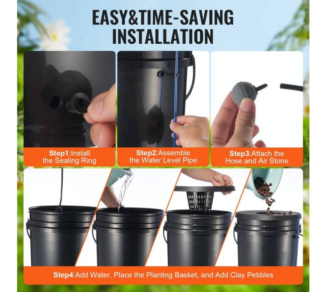 Hidroponinė sistema su 4 kibirais ir oro siurbliu4