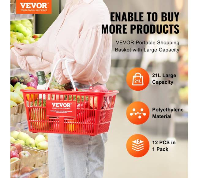 Parduotuvės krepšelis su rankena ir stovu 12 vnt 21L1