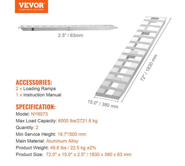 183 cm aliuminio rampos, 2721 kg, 2 vnt.6