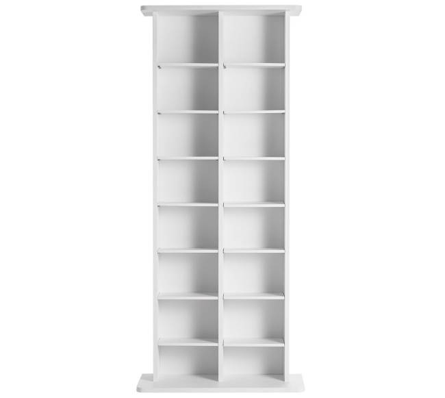 Baltas reguliuojamas DVD lentynų stovas, talpa 464 CD8