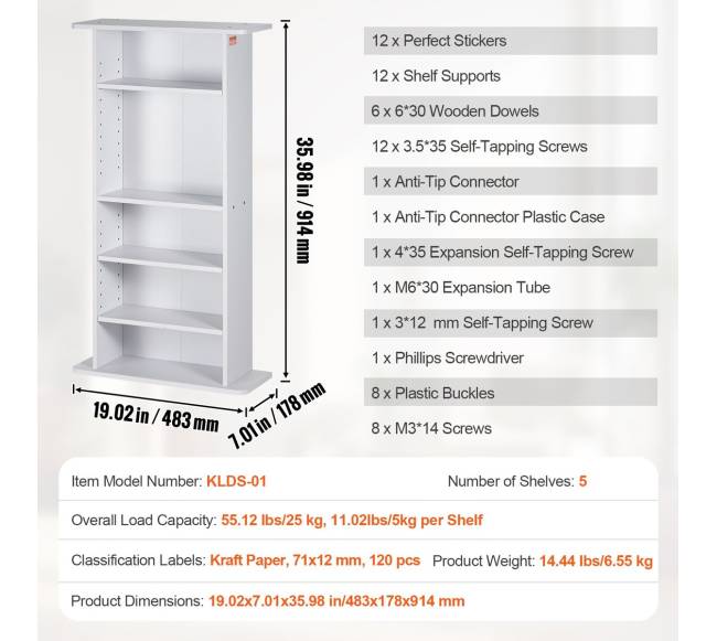 Balta medijų saugojimo spinta 5 aukštų6