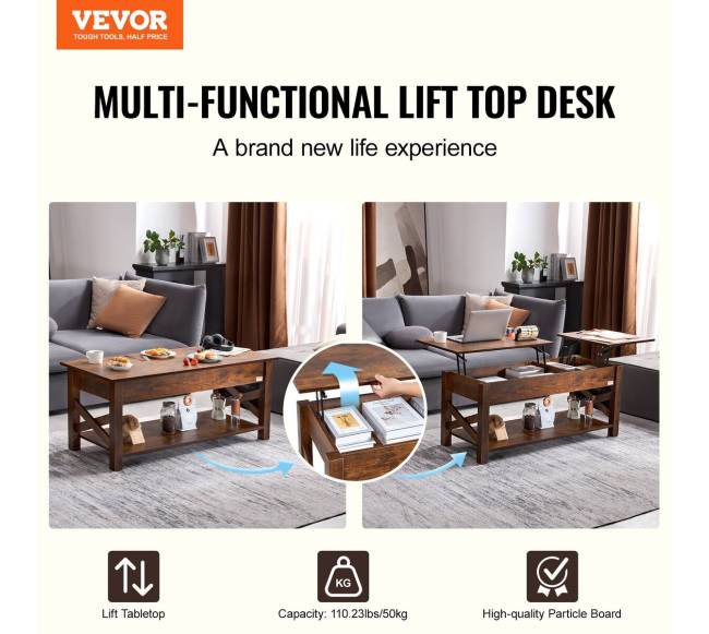 Pakeliama kavos staliukas 120 cm rudas1