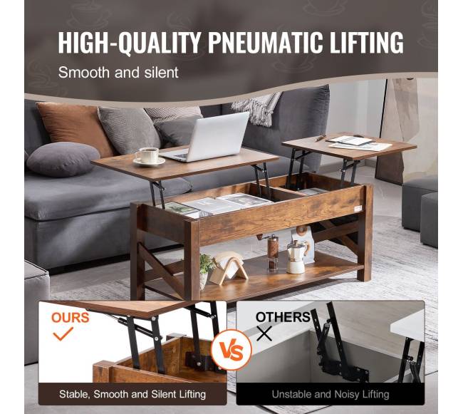 Pakeliama kavos staliukas 120 cm rudas2