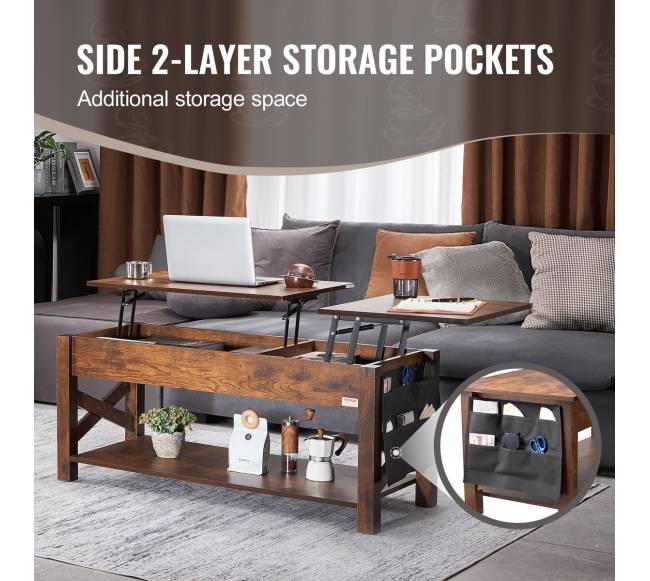 Pakeliama kavos staliukas 120 cm rudas3