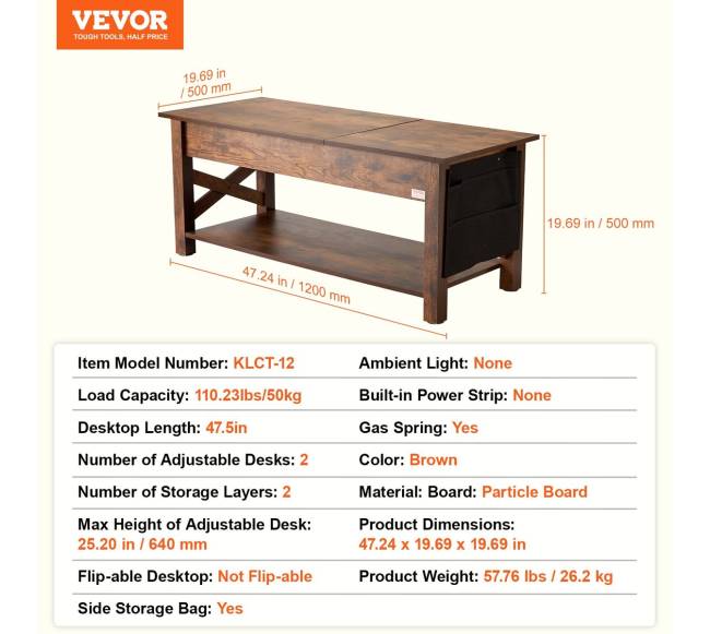 Pakeliama kavos staliukas 120 cm rudas6