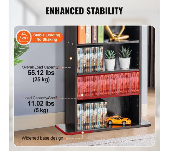 Medijos saugojimo spintelė su 5 lentynomis2