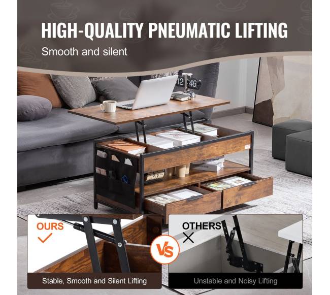 Reguliuojamas kavos staliukas su šviesa ir USB2