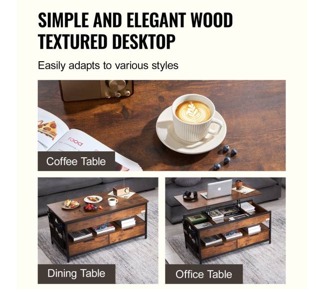 Reguliuojamas kavos staliukas su šviesa ir USB5