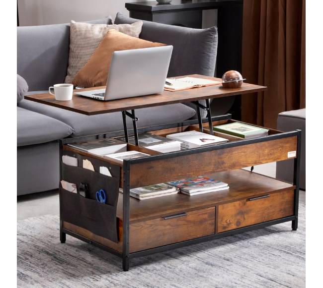 Reguliuojamas kavos staliukas su šviesa ir USB7