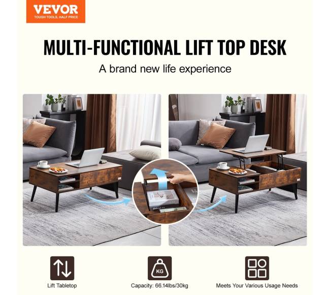 Pakeliama kavos staliukas 100 cm rudos spalvos1