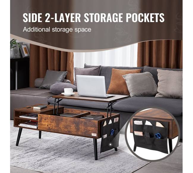 Pakeliama kavos staliukas 100 cm rudos spalvos3