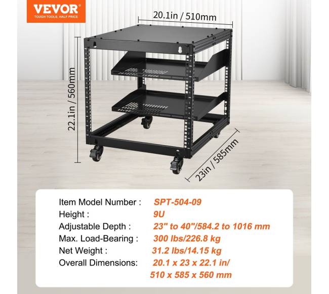 9U 4 strypų atviras serverių stovas6