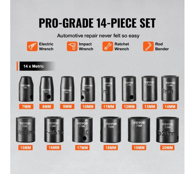 14 vnt. smūginių galvučių rinkinys 38 in2