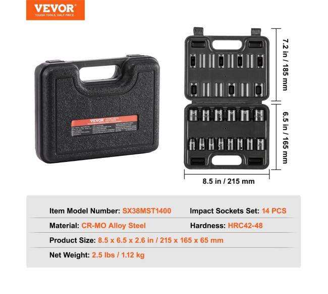 14 vnt. smūginių galvučių rinkinys 38 in6