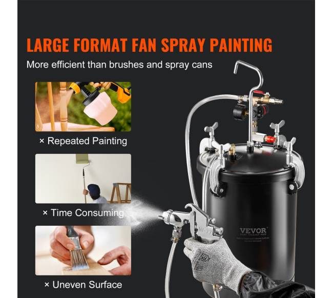 Dažų purškimo slėgio talpa 15L su pistoletu3