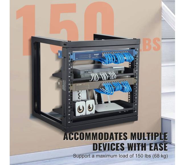 9U sieninė serverio lentyna atvira juoda2