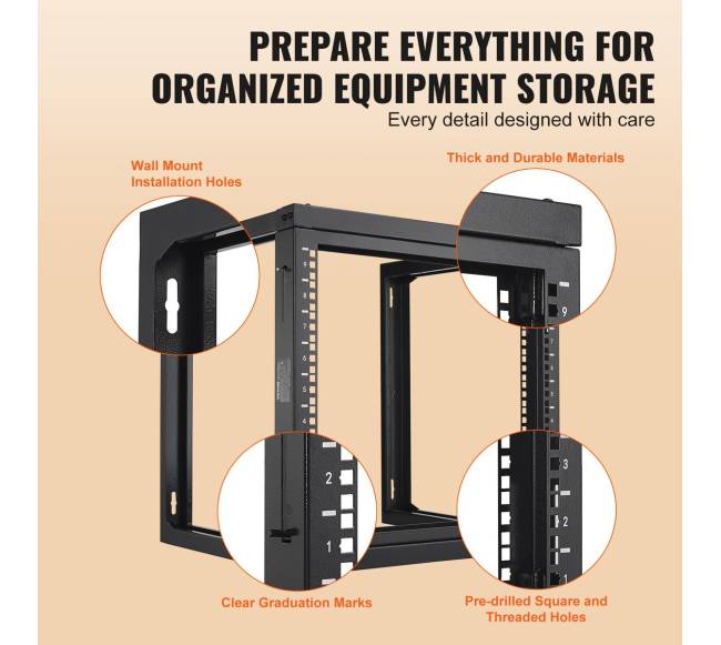 9U sieninė serverio lentyna atvira juoda4