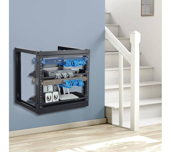 9U sieninė serverio lentyna atvira juoda7