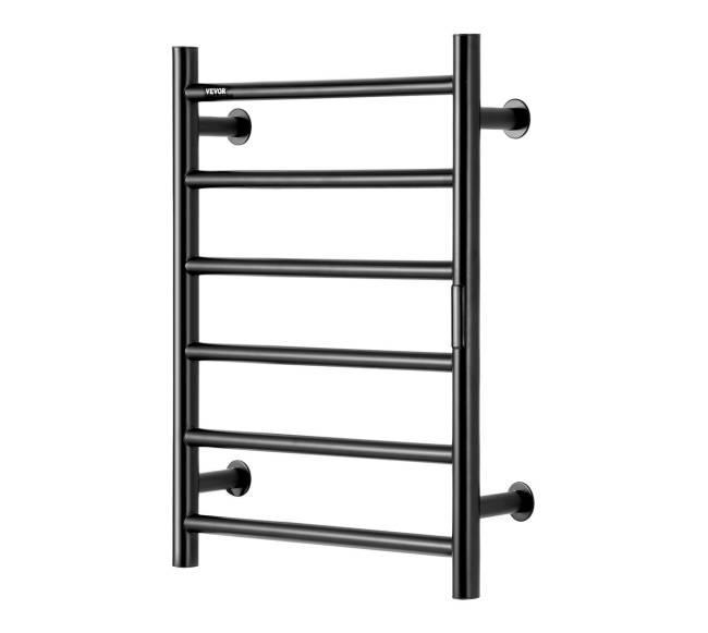 6 juostų juodas šildomas rankšluosčių laikiklis voniai0