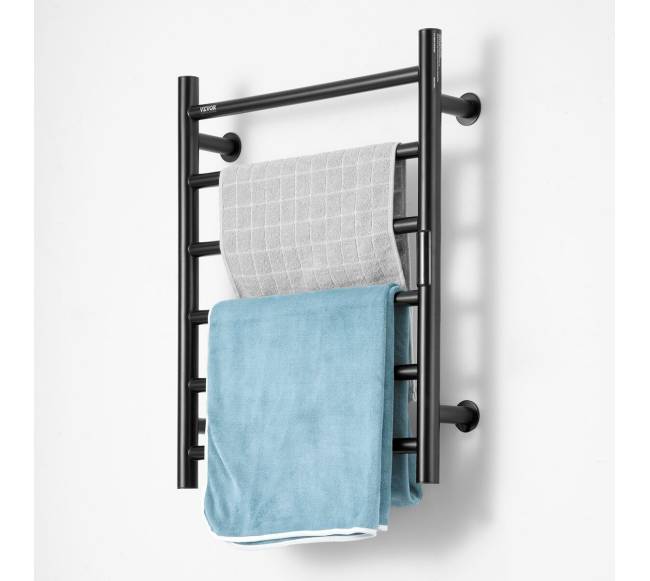 6 juostų juodas šildomas rankšluosčių laikiklis voniai9