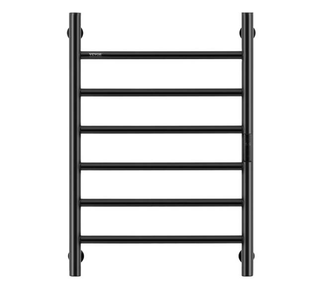 6 juostų juodas šildomas rankšluosčių laikiklis voniai10