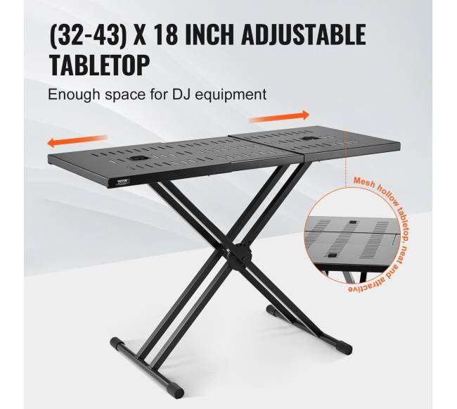 Nešiojamas DJ stalas su dvigubomis X formos kojomis2