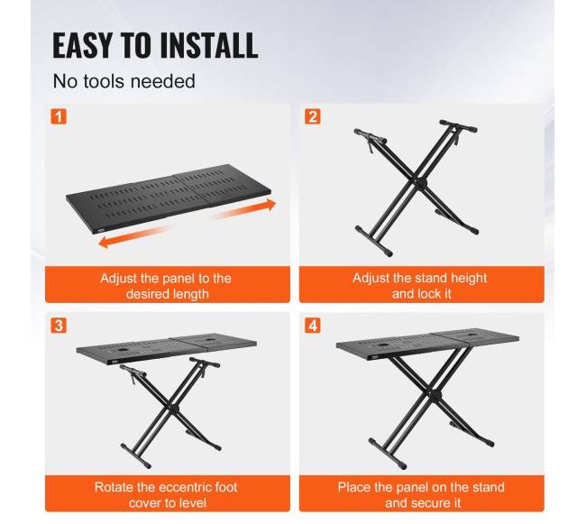 Nešiojamas DJ stalas su dvigubomis X formos kojomis3