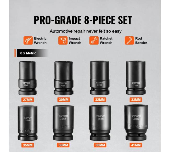 Poveikio lizdų komplektas 8vnt 1" su dėklu2