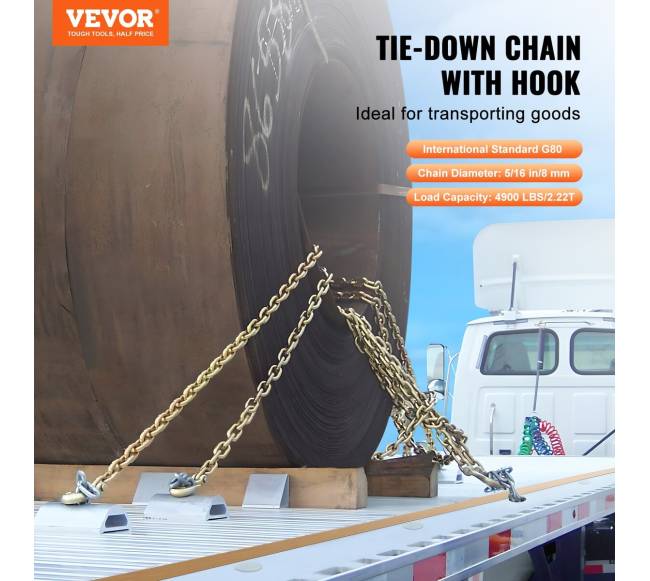 Tvirtinimo grandinė su kabliais 8 mm x 3.16 m 2.22T1