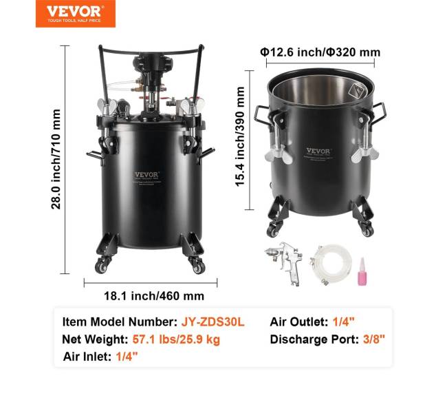 Dažų purškimo slėgio talpa 30 l su automatiniu maišymu6