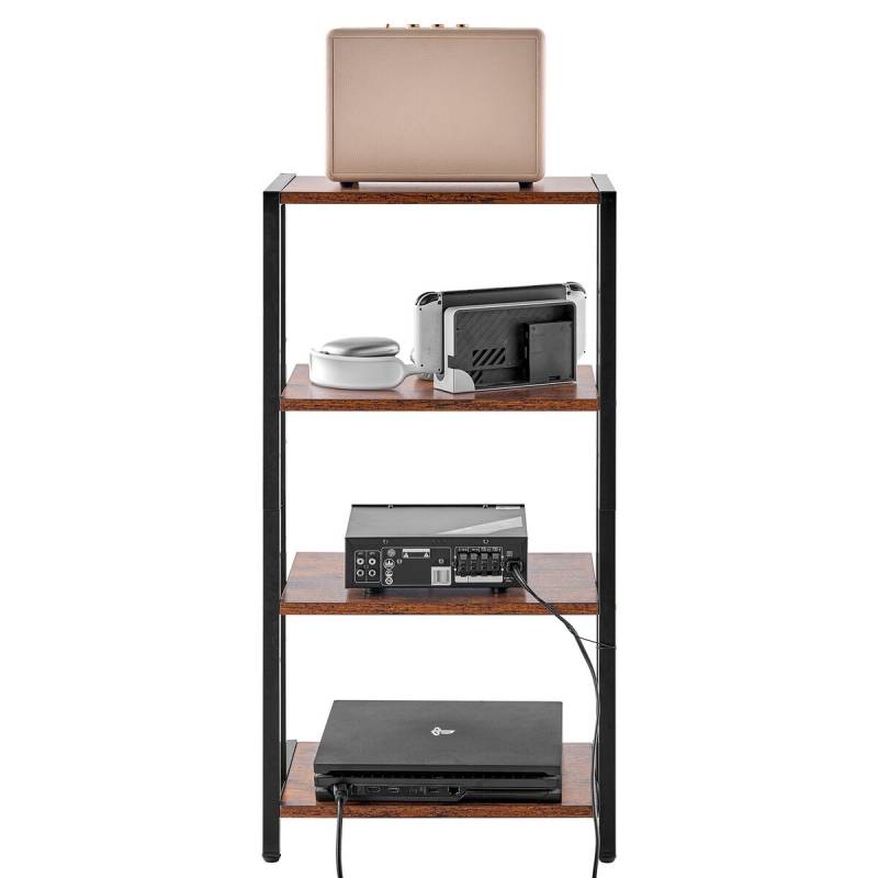 Keturių ​aukštų AV media stovas reguliuojamu aukščiu0