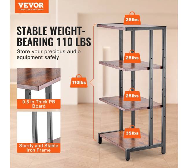 Keturių ​aukštų AV media stovas reguliuojamu aukščiu1