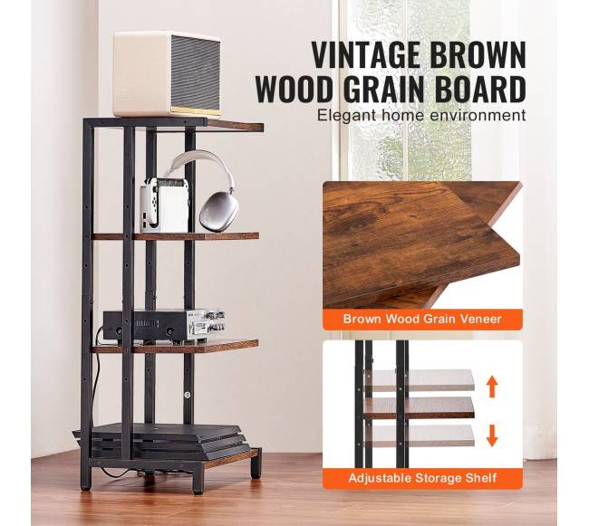 Keturių ​aukštų AV media stovas reguliuojamu aukščiu2