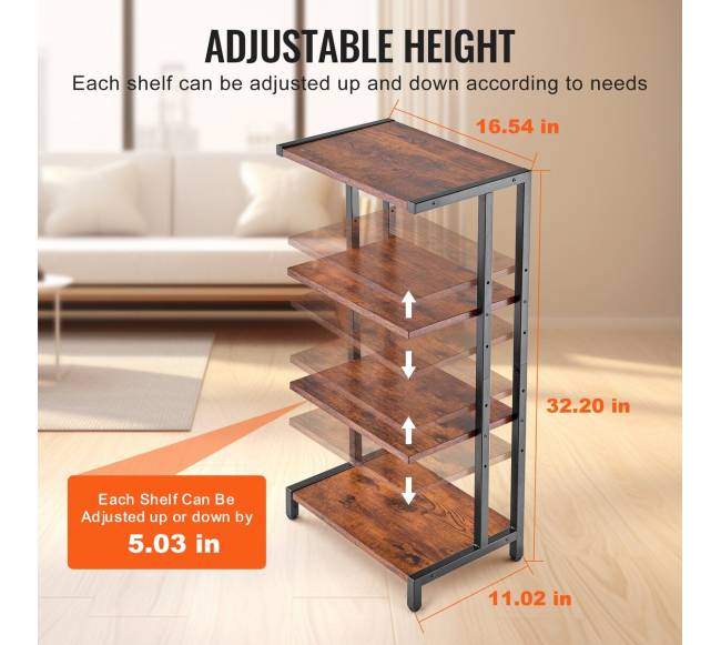 Keturių ​aukštų AV media stovas reguliuojamu aukščiu3