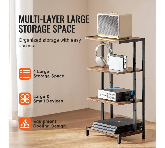 Keturių ​aukštų AV media stovas reguliuojamu aukščiu5