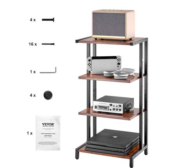 Keturių ​aukštų AV media stovas reguliuojamu aukščiu8