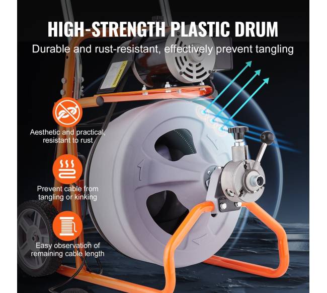 75 pėdų automatinis vamzdžių valymo įrenginys su ratais3