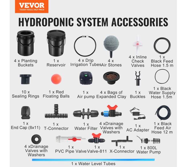 Hydroponinis RDWC sistema su 4 kibirais6