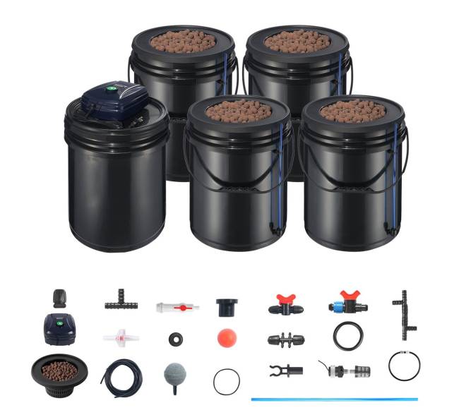 Hydroponinis RDWC sistema su 4 kibirais8